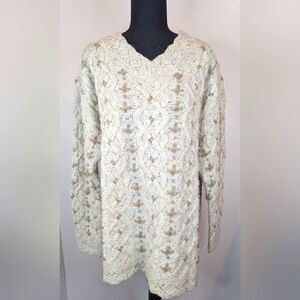 VTG Casual Elements Cozy Granny Coastal Sailor Nautical Fisherman Chic Sweater L